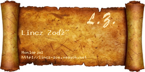 Lincz Zoé névjegykártya